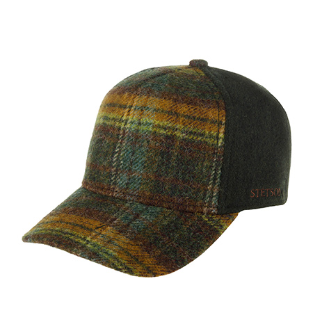 Бейсболка STETSON арт. 7760302 TRUCKER CAP WOOL CHECK (коричневый / оливковый)