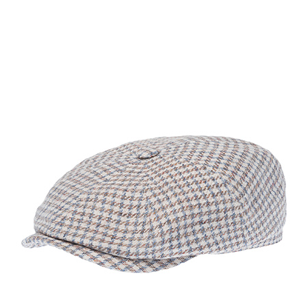Кепка STETSON арт. 6873202 HATTERAS LINEN/COTTON HOUNDSTOOTH (коричневый / кремовый / синий)