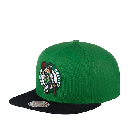 Бейсболка MITCHELL NESS арт. HHSS3264-BCEYYPPPGNBK Boston Celtics NBA (зеленый / черный)