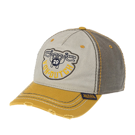 Бейсболка VON DUTCH арт. VD/1/CB/RETRO/13 (светло-серый / горчичный)