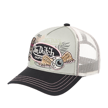 Бейсболка VON DUTCH арт. VD/1/CT/PATCHES/13 (светло-серый / черный)