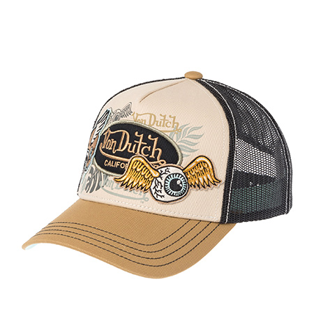 Бейсболка VON DUTCH арт. VD/1/CT/PATCHES/15  (кремовый / светло-коричневый)