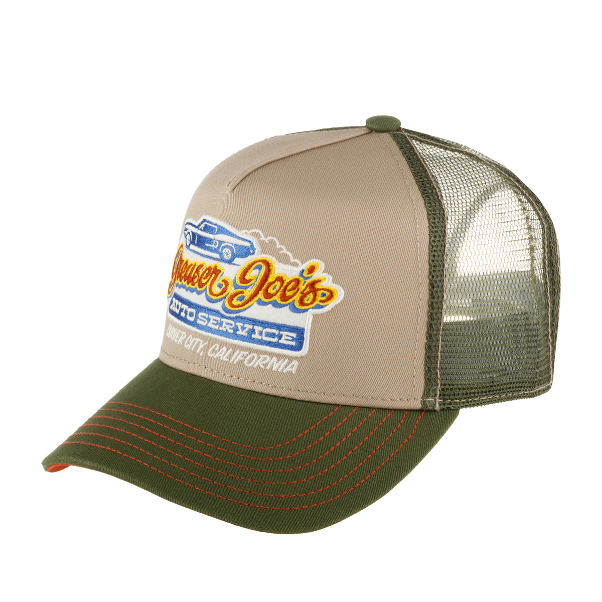 Бейсболка FWS арт. 7761170 TRUCKER CAP GREASER JOES (оливковый / бежевый)