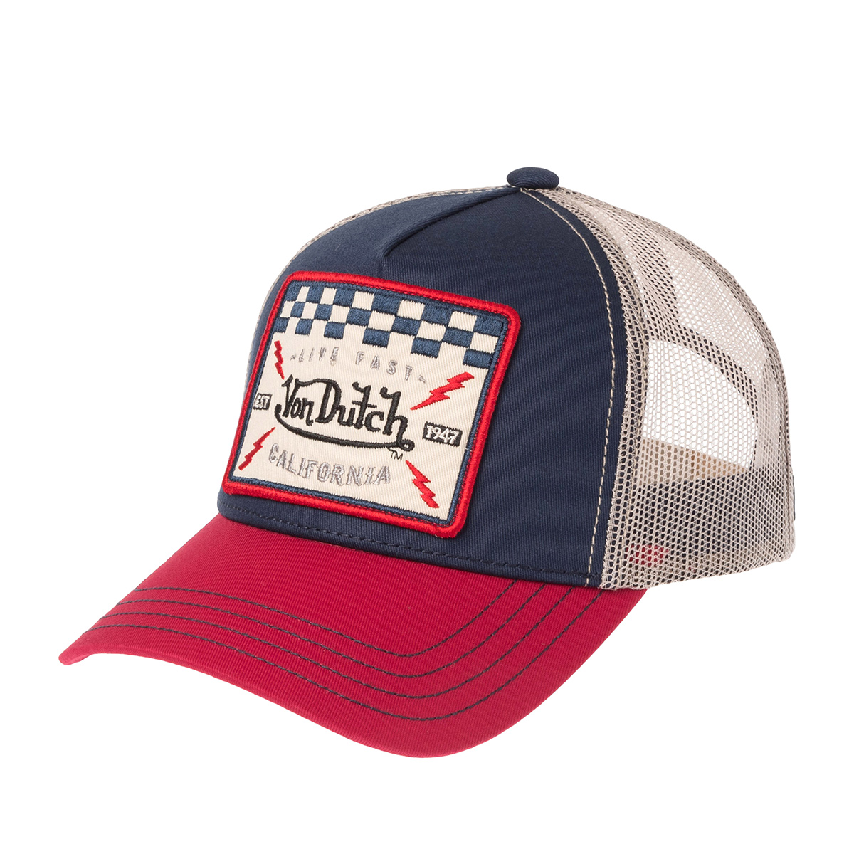 Бейсболка VON DUTCH арт. VD/0/CAS1/SQUARE16  (темно-синий / красный)
