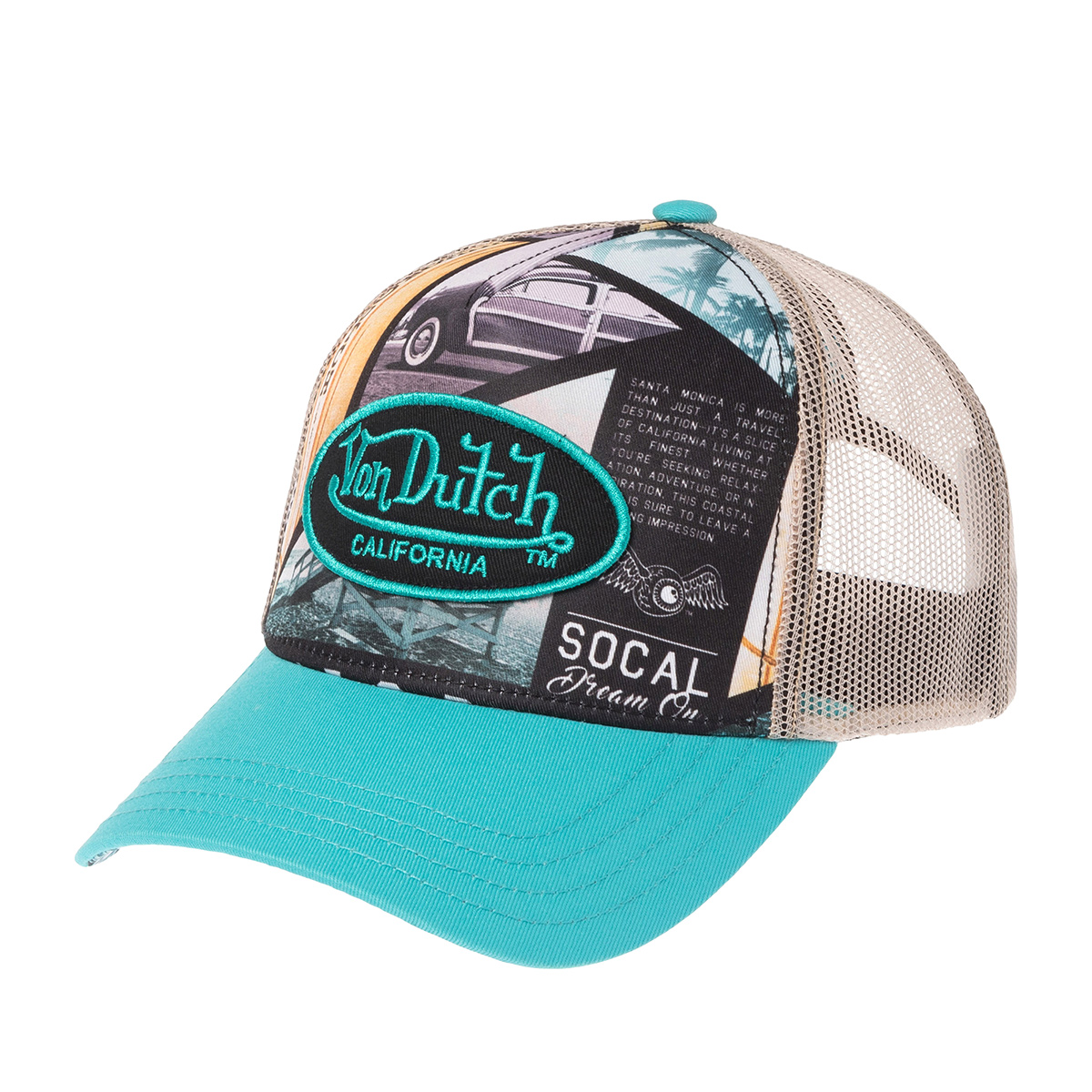 Бейсболка VON DUTCH арт. VD/1/CT/SUBL/13 (бирюзовый)